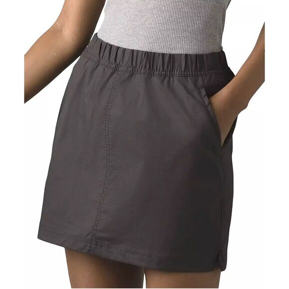 Prana $75 Women's Double Peak Mini Skort Charcoal sz 12 NEW - Picture 1 of 6